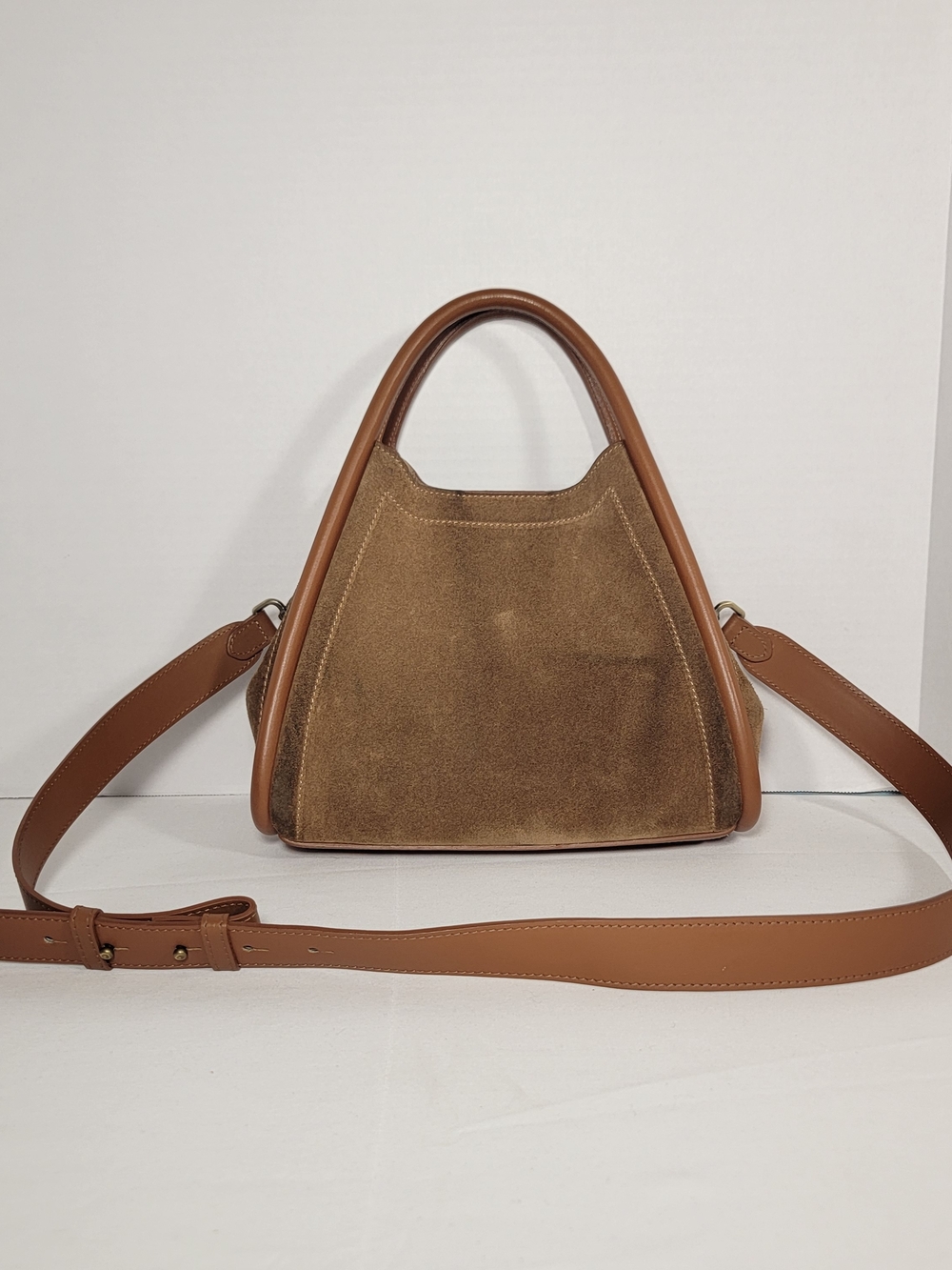 Il Duca Brown Suede Top-Handle Satchel with Leather Trim